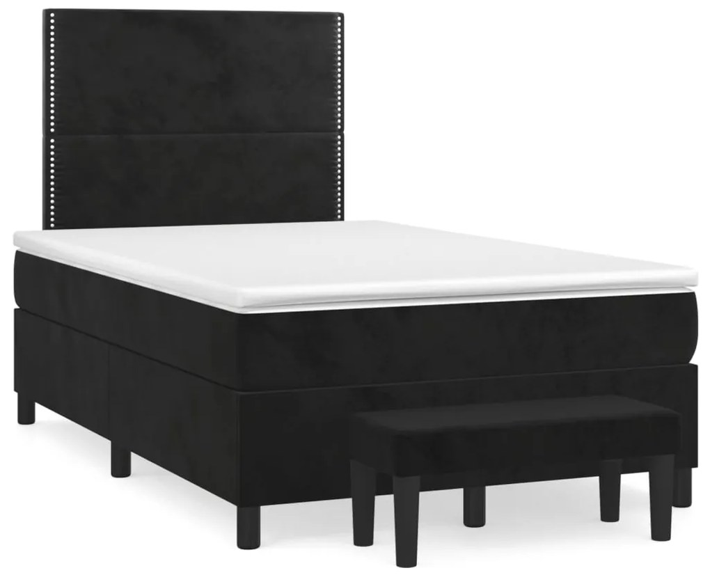 vidaXL Κρεβάτι Boxspring με Στρώμα Μαύρο 120 x 200 εκ. Βελούδινο