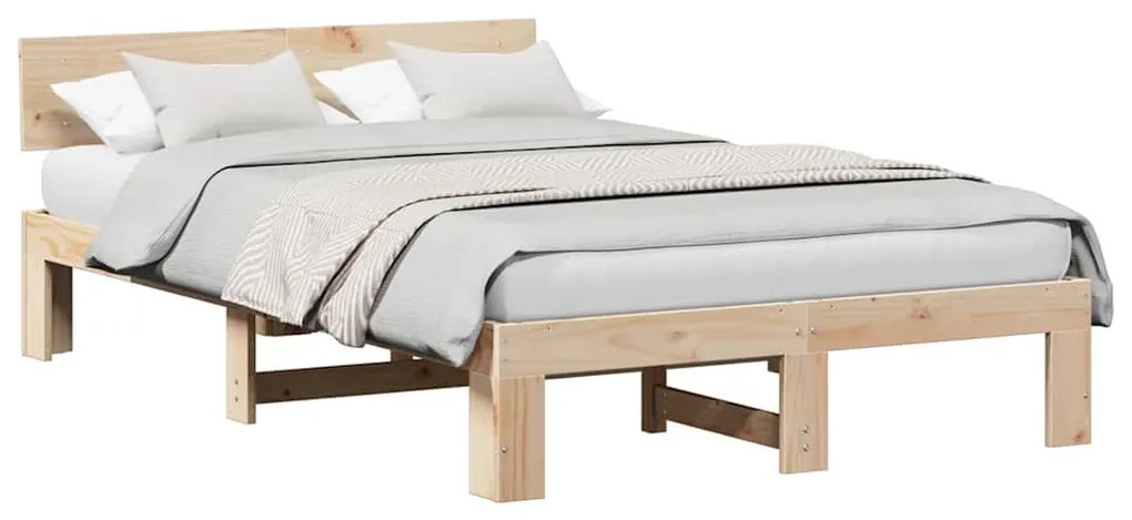 vidaXL Σκελετός Κρεβατιού Καφέ 120 x 190 cm Μασίφ ξύλο πεύκου