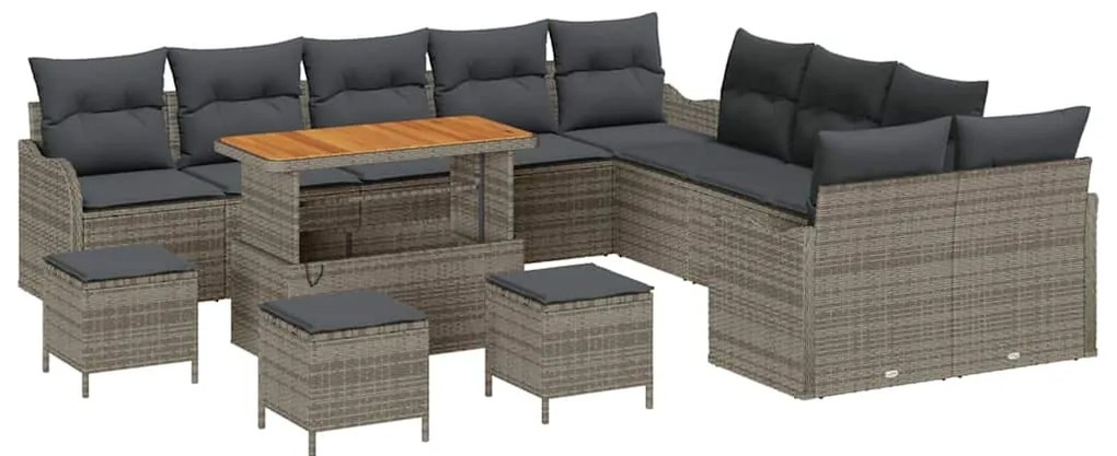 vidaXL Σετ Καναπέ Κήπου 14 pcs Γκρι συνθετικό ρατάν