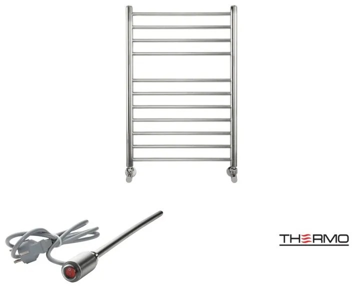 Thermo BELLAVIA Θερμαινόμενη πετσετοκρεμάστρα από ανοξείδωτο χάλυβα με ηλεκτρική λειτουργία, 75x50cm Inox Brushed