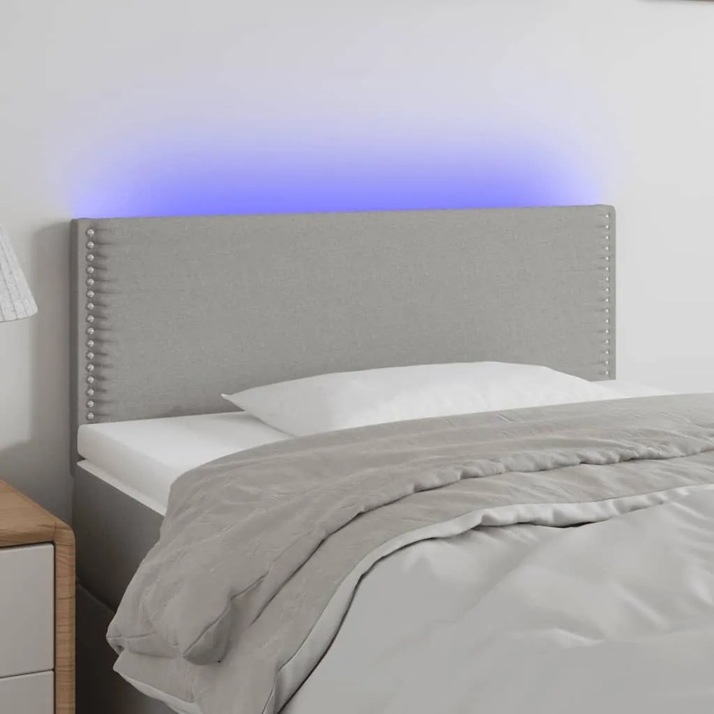 Κεφαλάρι Κρεβατιού LED Ανοιχτό Γκρι 100x5x78/88 εκ. Υφασμάτινο 3121462