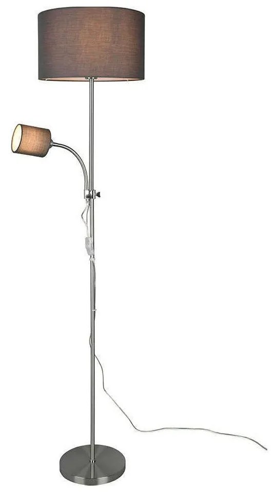 Φωτιστικό Δαπέδου Owen R40192007 1xE27 42W &amp; 1xE14 10W 36x160cm Nickel Mat RL Lighting Μέταλλο,Ύφασμα