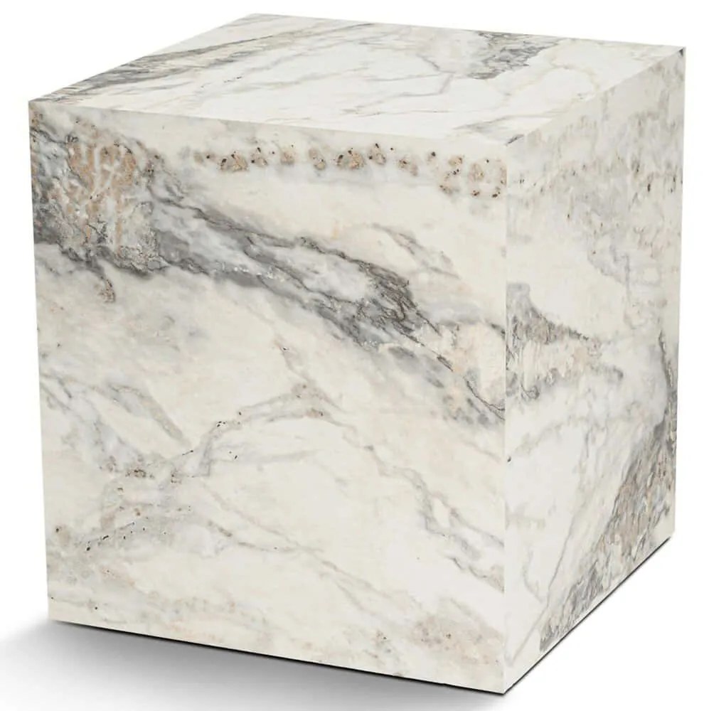 Τραπεζάκι Βοηθητικό Kup 262ARD1105 45x45x50cm Marble Effect White