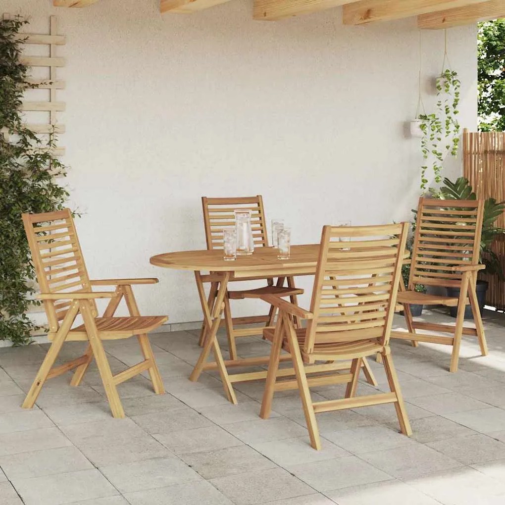 vidaXL Σέτ φαγητού για κήπο 5 pcs Καφέ Μασίφ ξύλο teak