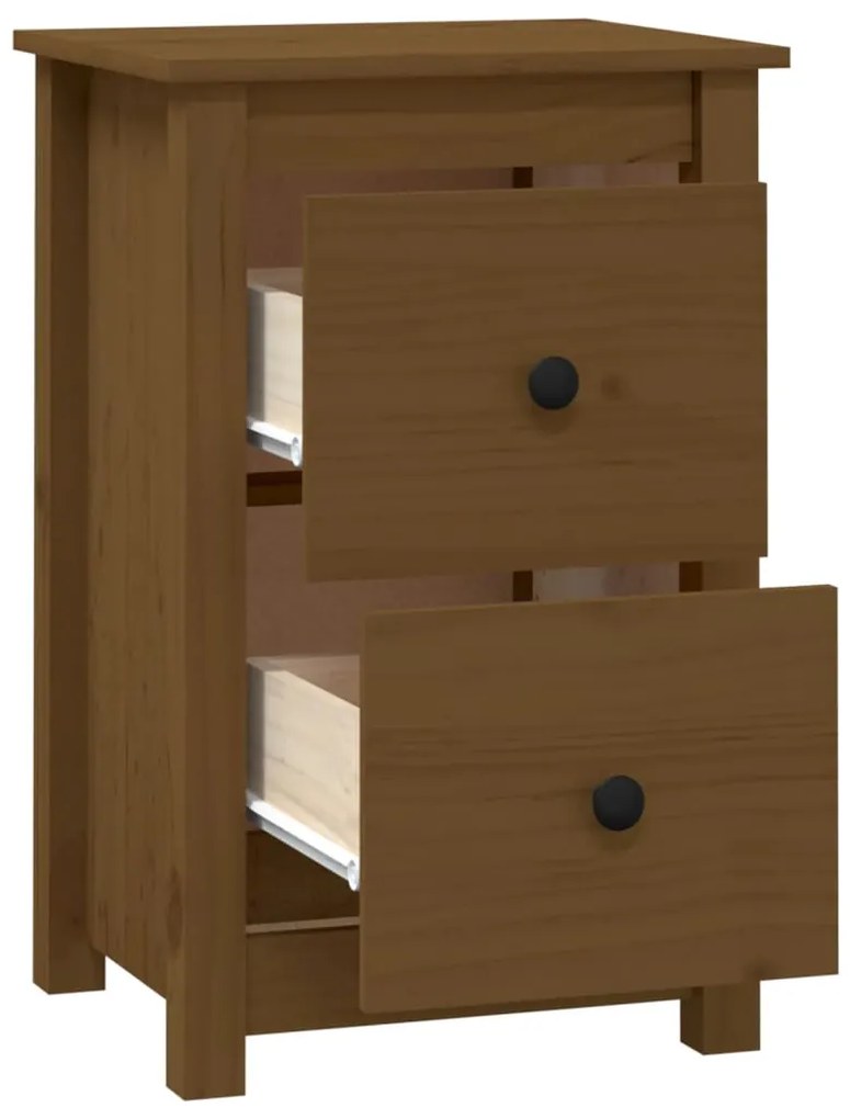 vidaXL Κομοδίνο Καφέ Μελί 40x35x61,5 εκ. από Μασίφ Ξύλο Πεύκου