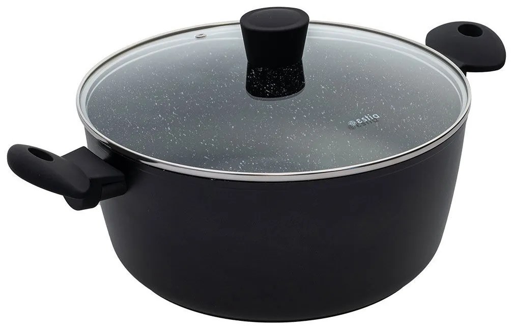 Estia 01-6143 Magma Κατσαρόλα 6,8lt Με Γυάλινο Καπάκι Φ28cm, Μαύρη