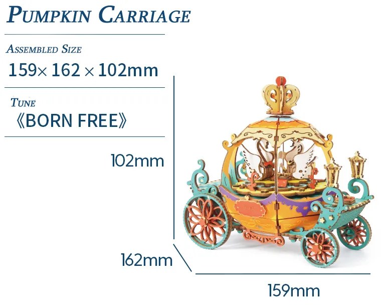 Music box Robotime Pumpkin Carriage Rolife DIY