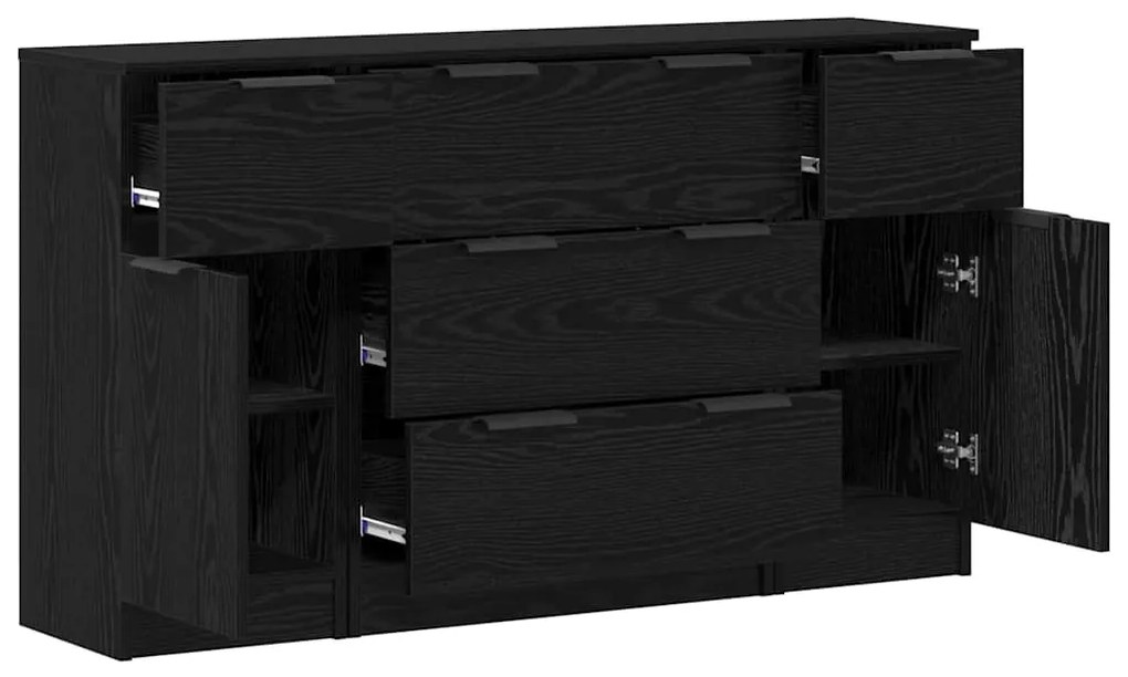 vidaXL Πλαϊνό γραφείο με συρτάρι 3 pcs Μαύρη δρυς 121 x 30 x 70 εκ