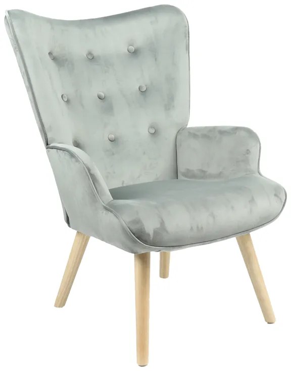 Intrahome Πολυθρόνα Fluffy Intrahome βελούδο γκρι-φυσικό πόδι 75x69x96εκ | SKU: INTRAPA-366111136