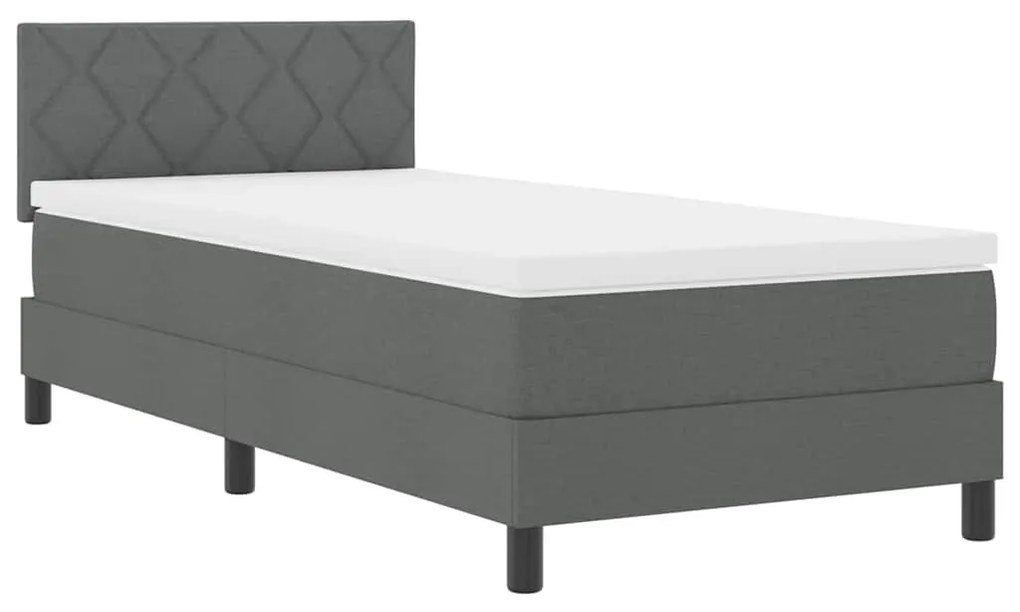 vidaXL Κρεβάτι box spring με στρώμα Σκούρο Γκρι 90 x 190 cm ύφασμα