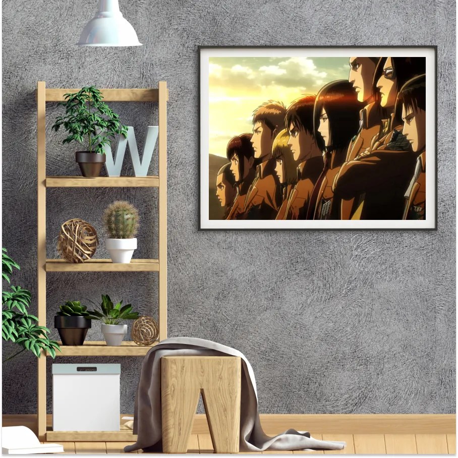 Πόστερ &amp; Κάδρο Attack on Titan AN092 30x40cm Μαύρο Ξύλινο Κάδρο (με πόστερ)