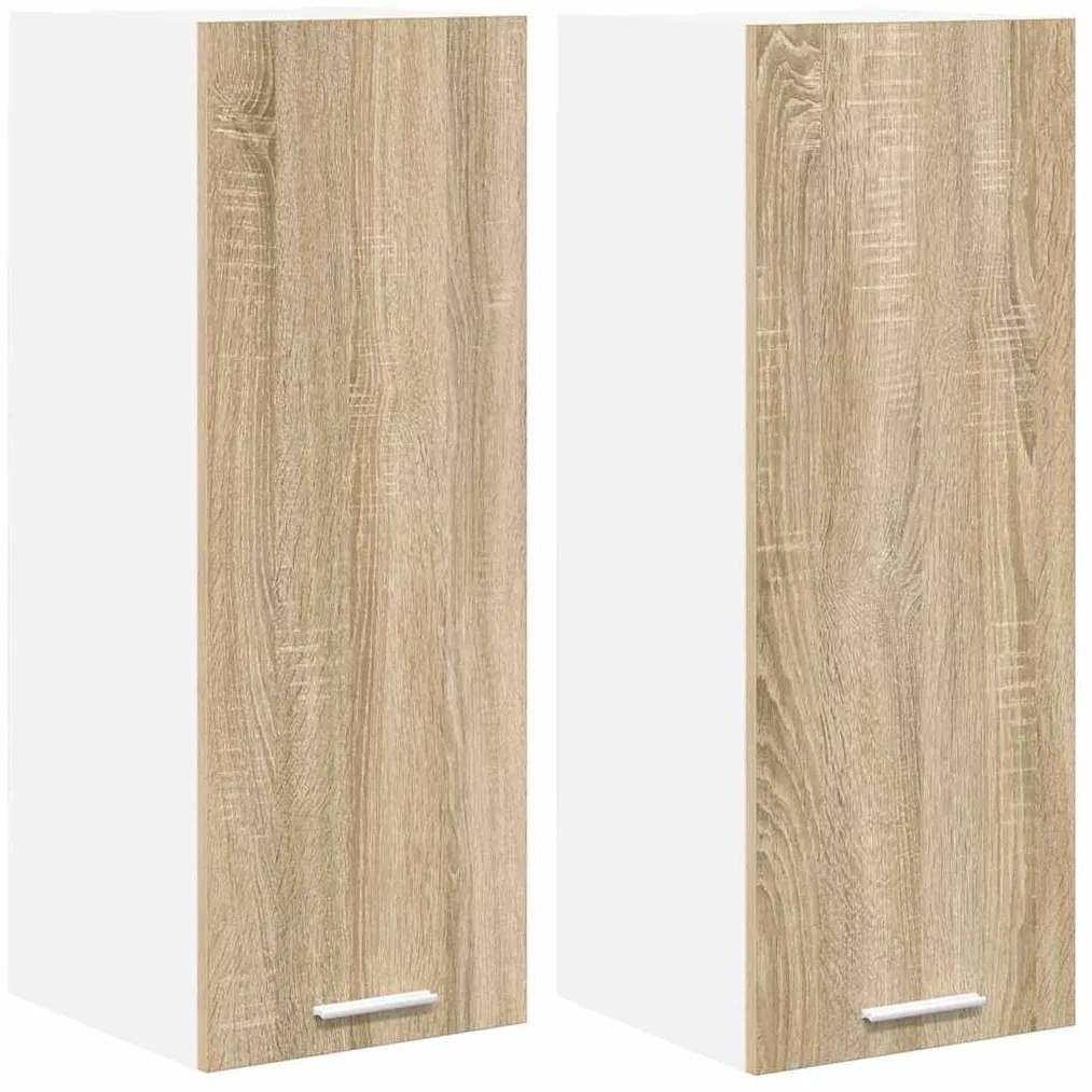 vidaXL Κρεμαστό ντουλάπι 2 pcs Σομόνα Δρυς και Λευκό 30 x 31 x 80 εκ.