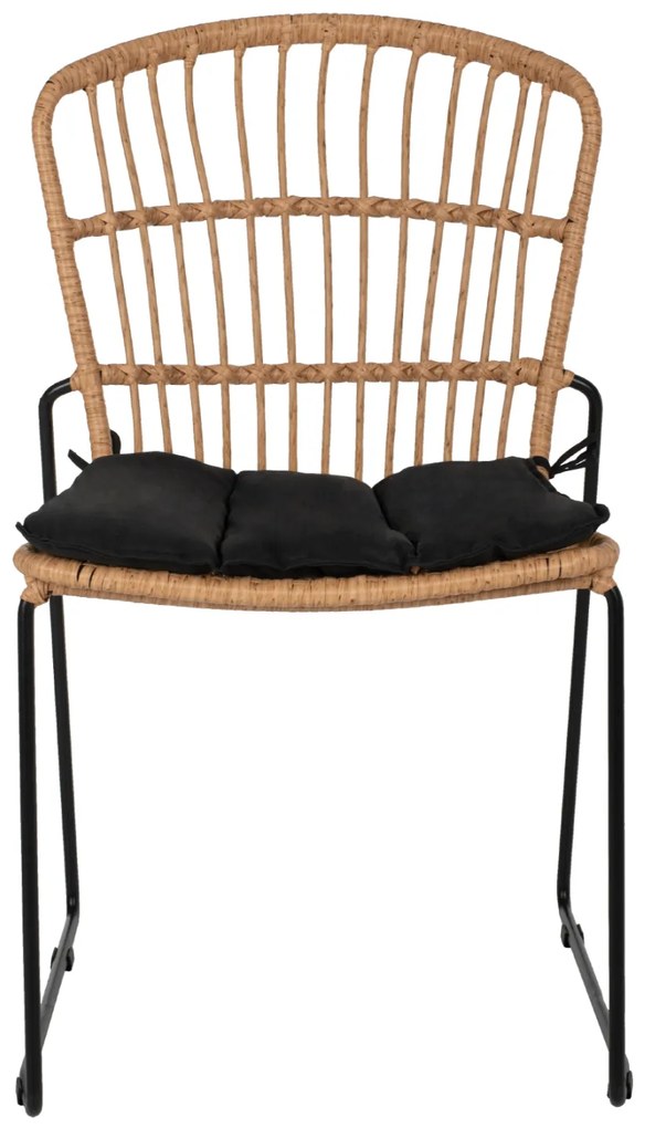 ΚΑΡΕΚΛΑ ΜΕΤΑΛΛΙΚΗ ΜΑΥΡΗ HM5866.01 ΜΑΥΡΟ ΜΑΞΙΛΑΡΙ & RATTAN ΦΥΣΙΚΟ 51.5x58x86Yεκ.