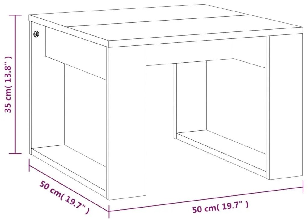 Βοηθητικό Τραπέζι Γκρι Sonoma 50x50x35 εκ. Επεξεργασμένο Ξύλο - Γκρι