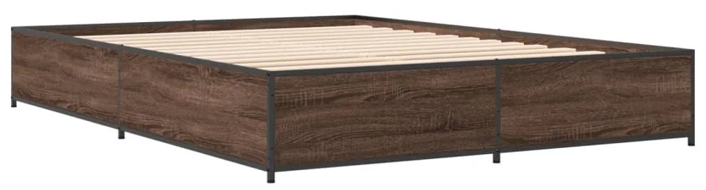vidaXL Πλαίσιο Κρεβατιού Καφέ Δρυς 150x200 εκ. Επεξ. Ξύλο &amp; Μέταλλο