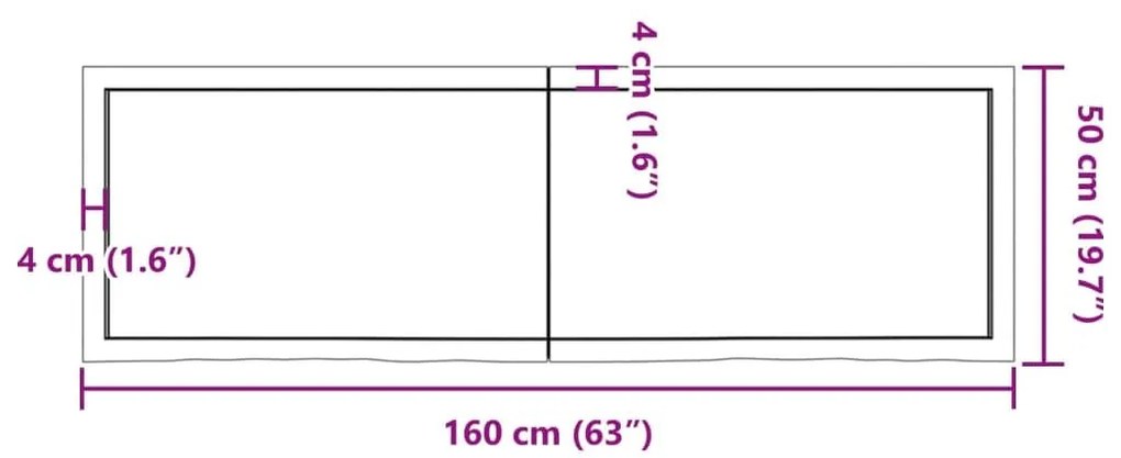 Ράφι Τοίχου 160x50x(2-6) εκ. από Ακατέργαστο Μασίφ Ξύλο Δρυός - Καφέ