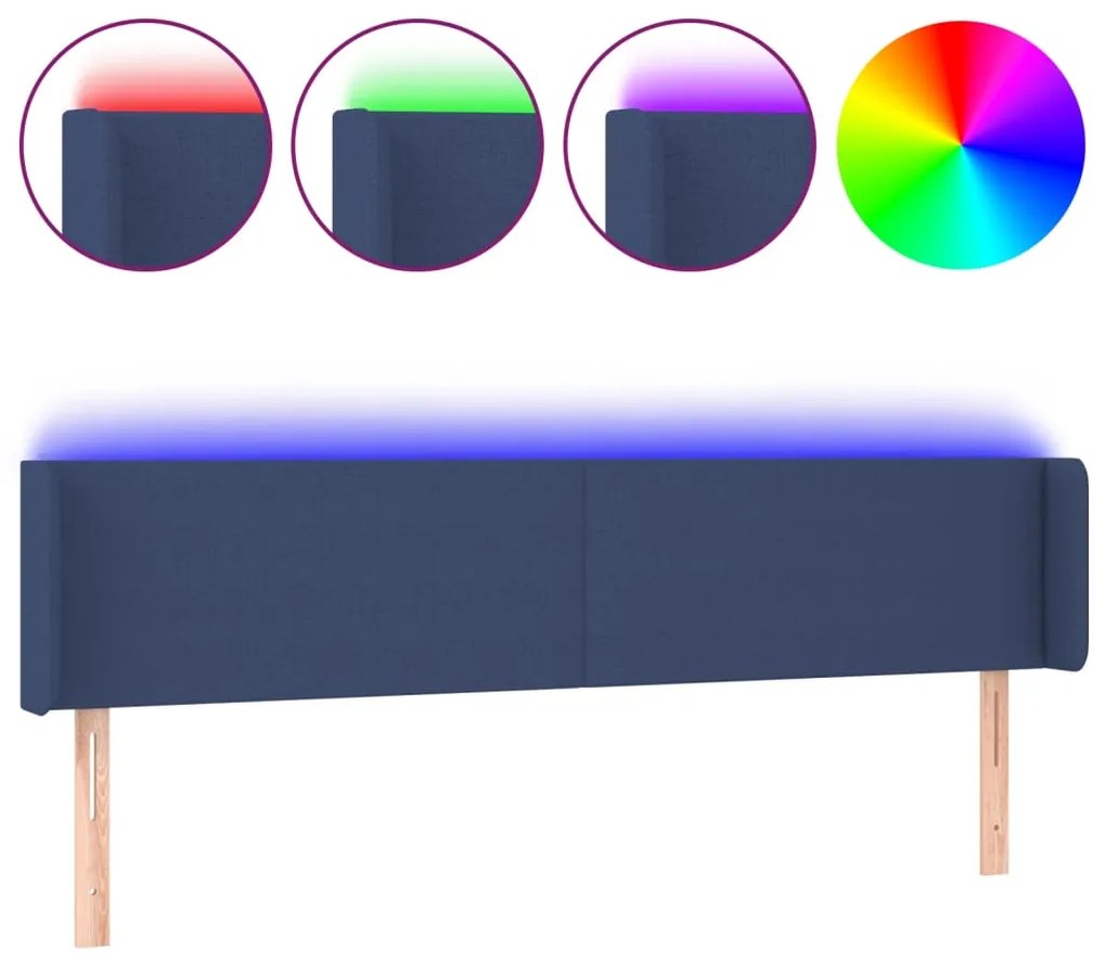 vidaXL Κεφαλάρι Κρεβατιού LED Μπλε 183x16x78/88 εκ. Υφασμάτινο