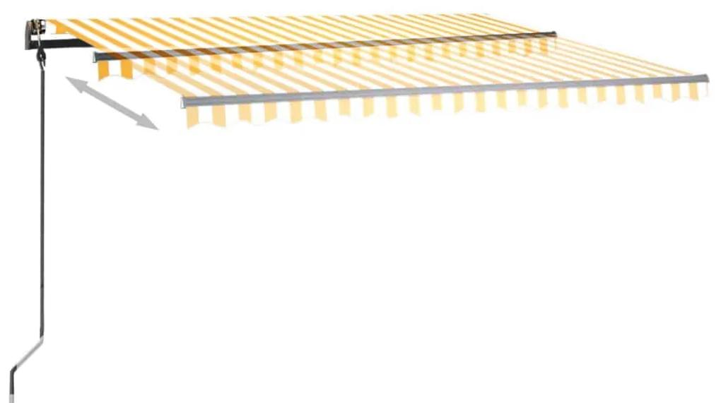 vidaXL Τέντα Συρόμενη Χειροκίνητη με LED Κίτρινο / Λευκό 4,5x3 μ.