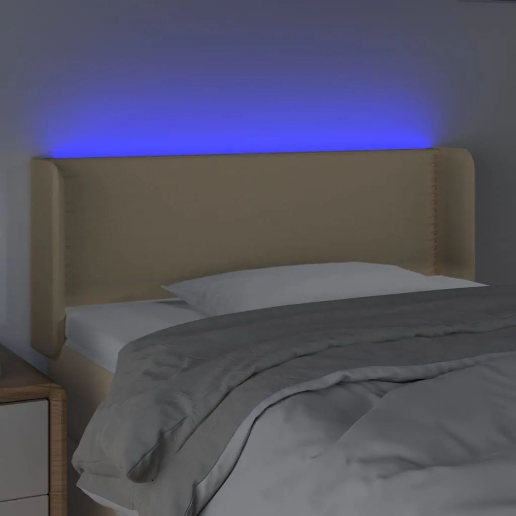 Κεφαλάρι Κρεβατιού LED Κρεμ 83x16x78/88 εκ. Υφασμάτινο - Κρεμ