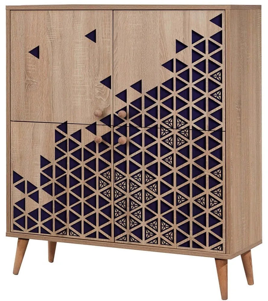 Παπουτσοθήκη - Ντουλάπι Multilux 863SPH3946 95x36x111cm Oak-Blue Μοριοσανίδα,Ξύλο