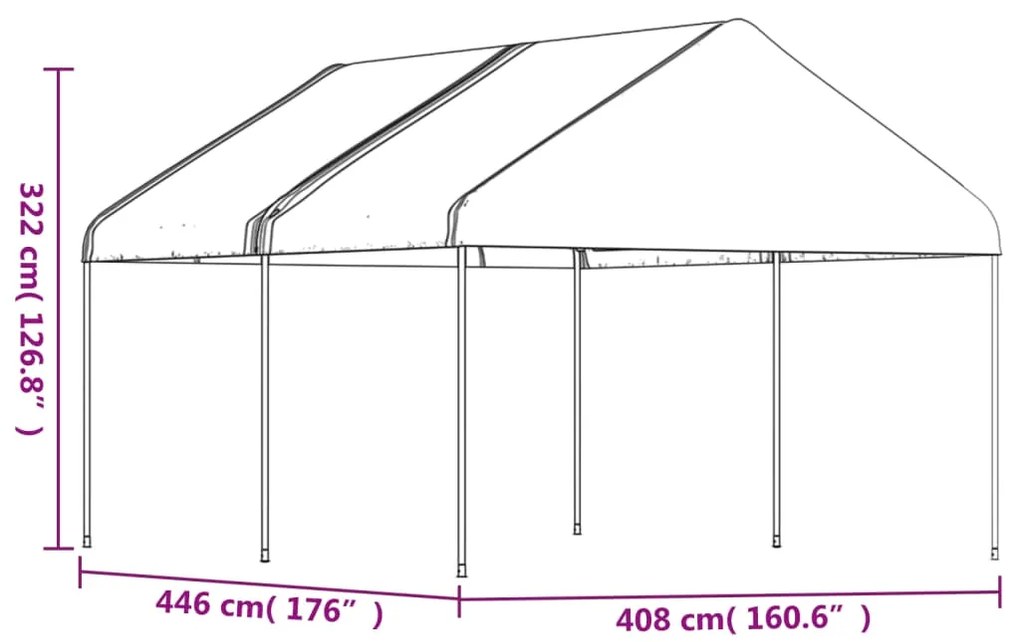 Κιόσκι με Τέντα Λευκό 4,46 x 4,08 x 3,22 μ. από Πολυαιθυλένιο - Λευκό