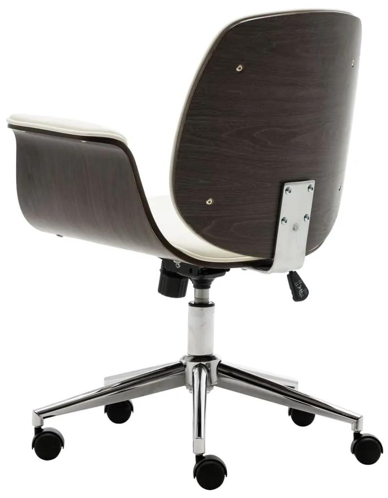 Καρέκλα Γραφείου Λευκή από Λυγισμένο Ξύλο και Συνθετικό Δέρμα - Λευκό