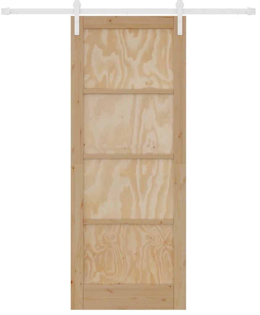 vidaXL Συρόμενη Πόρτα με Σετ Υλικών 83x211 cm Συμπαγές Ξύλο Πεύκου