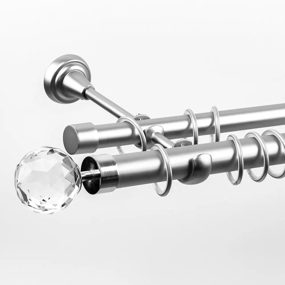 Κουρτινόβεργα διπλή απλή Cristal 25/19 – χρώμιο ματ - 400 cm