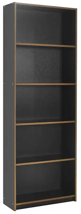 Βιβλιοθήκη Max Megapap χρώμα ανθρακί 64x26x182εκ.