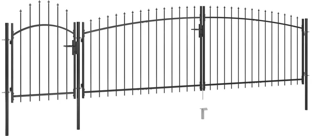 vidaXL Καγκελόπορτα με Λόγχες Μαύρη 5 x 1,75 μ.