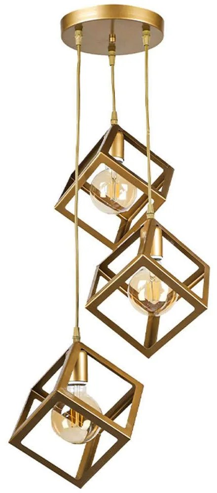 Φωτιστικό Οροφής Thora 0189399 22x22x70cm 3xE27 60W Gold Megapap Metal