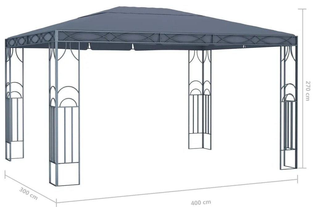vidaXL Κιόσκι Ανθρακί 400 x 300 εκ.