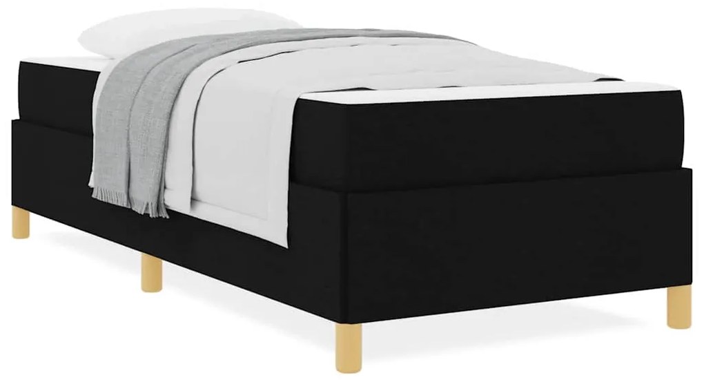 vidaXL Κρεβάτι με ελατήρια Μαύρο και Λευκό 90 x 200 cm ύφασμα