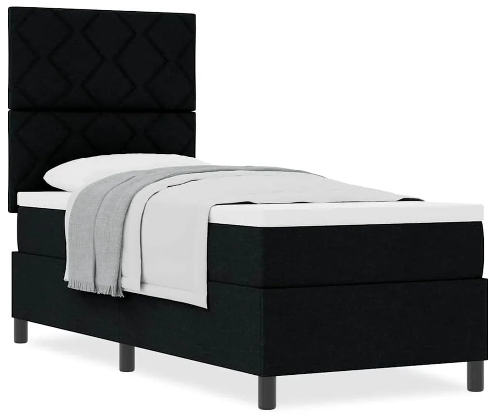 vidaXL Κρεβάτι με ελατήρια με στρώμα Μαύρο 80 x 200 cm ύφασμα