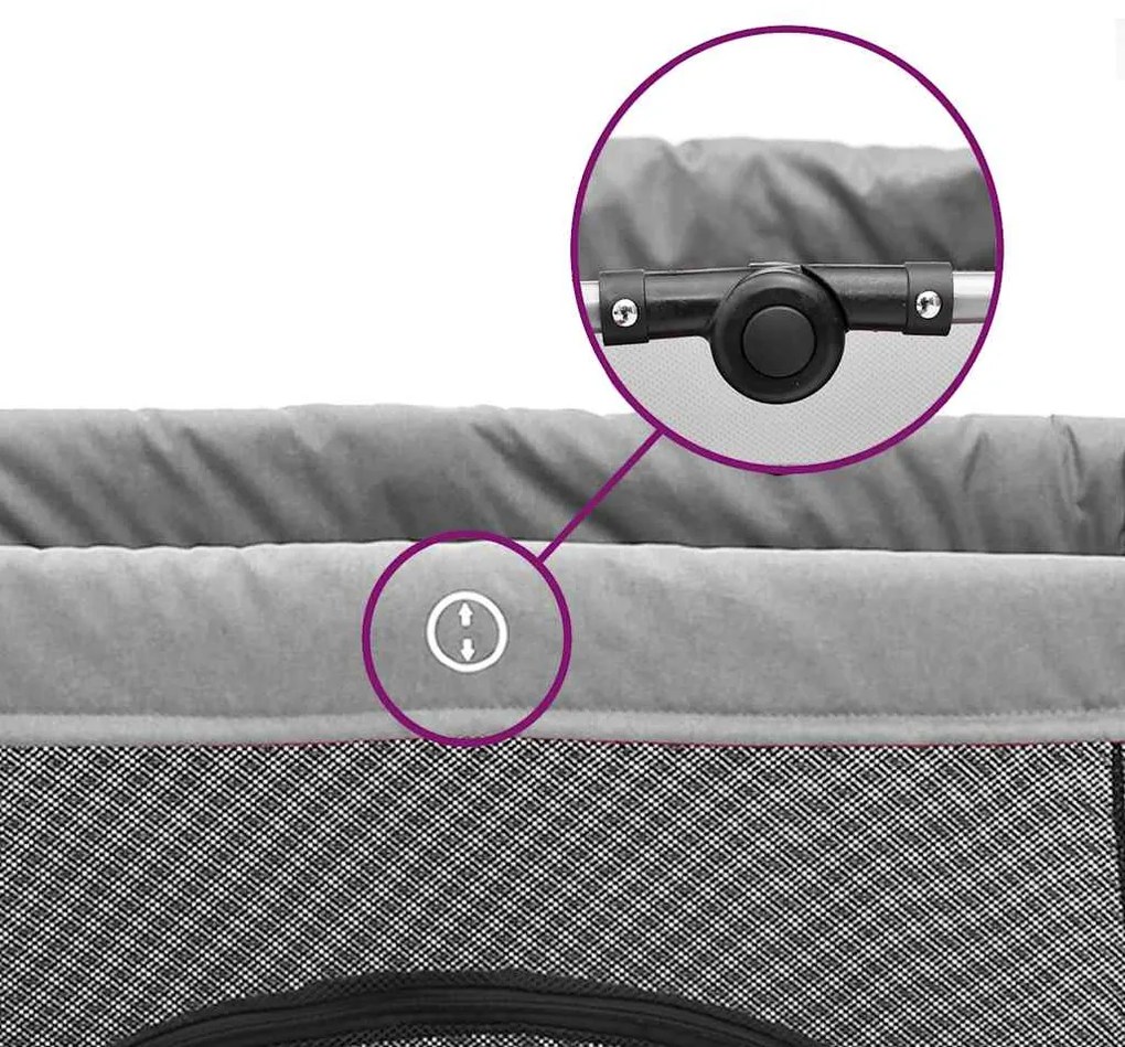 vidaXL Παρκοκρέβατο Βρεφικό με Στρώμα Ανοιχτό Γκρι από Λινό Ύφασμα