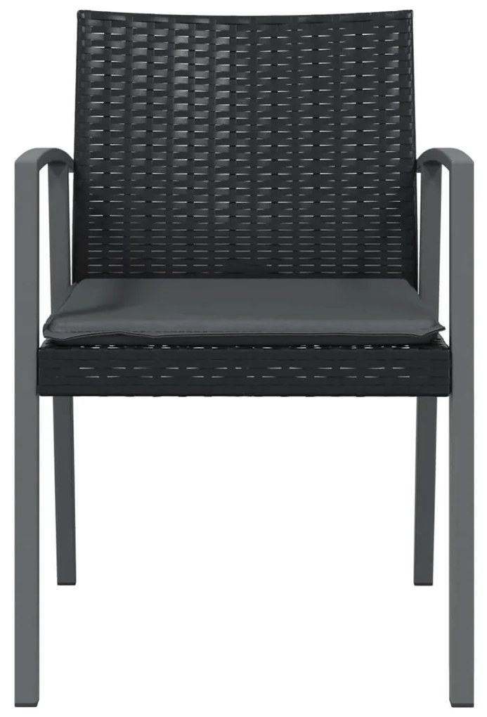 vidaXL Καρέκλες Κήπου 6 τεμ. Μαύρο 56,5x57x83 εκ Συνθ. Ρατάν&amp;Μαξιλάρια