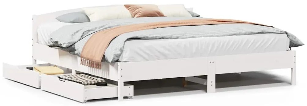 vidaXL Σκελετός Κρεβ. Χωρίς Στρώμα Λευκό 180x200 εκ Μασίφ Πεύκο