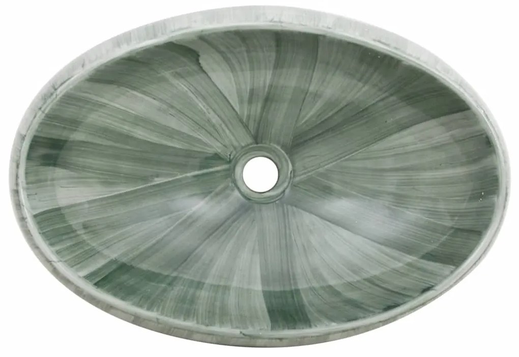 vidaXL Νιπτήρας Οβάλ Πράσινος 59 x 40 x 15 εκ. Κεραμικός