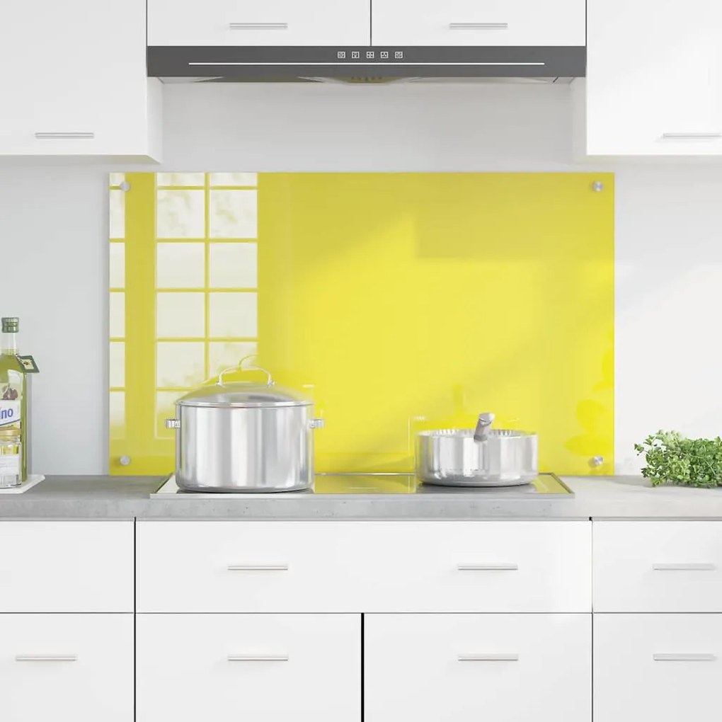 vidaXL Πίσω Πάνελ Κουζίνας Κίτρινο 100 x 60 x 0.6 εκ. σκληρυμένο γυαλί