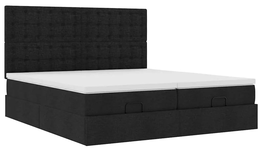 Οθωμανικό κρεβάτι με στρώματα Μαύρο 180x200cm Ύφασμα 3313736
