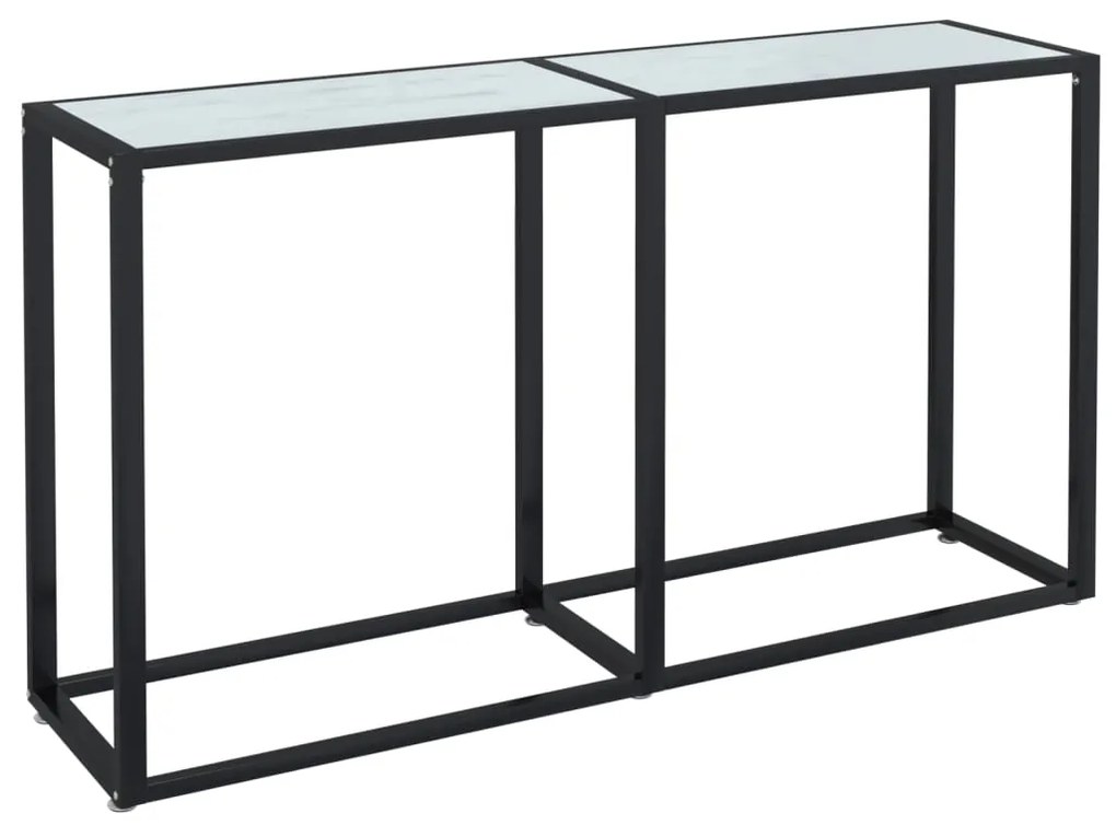 vidaXL Τραπέζι Κονσόλα Λευκό Όψη Μαρμάρου 140x35x75,5 εκ. Ψημένο Γυαλί