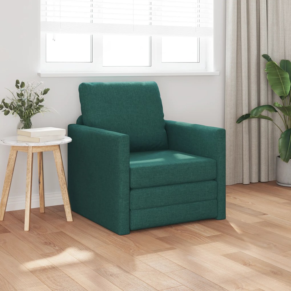 vidaXL Κρεβάτι Καναπές 2 σε 1 Σκούρο Πράσινο 74x77x81 εκ Υφάσματος