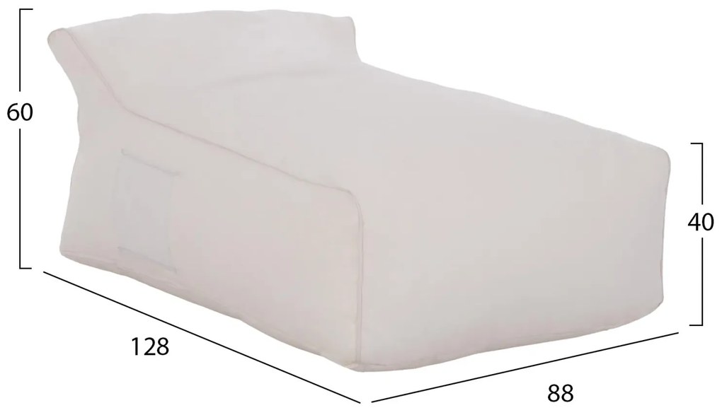 Πουφ Zafer με Textilene 600gr/m² 2X1 λευκό 88x128x60Υ εκ.