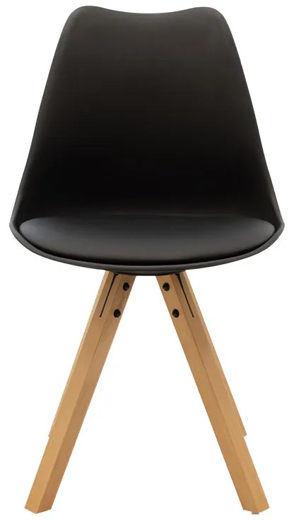 Καρέκλα Caron pakoworld PP μαύρο-φυσικό πόδι