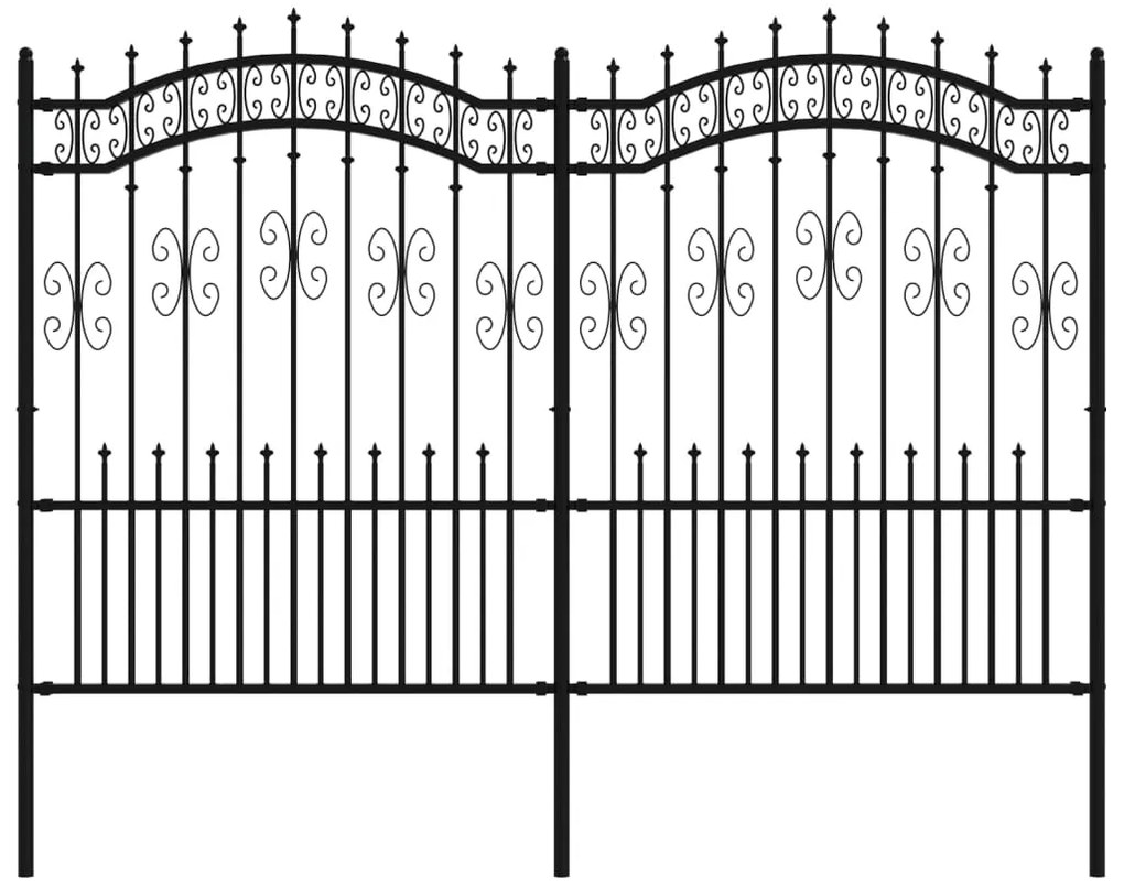 vidaXL Φράχτης Κήπου με Κορυφή Δόρυ Μαύρος 240x150 εκ. από Ατσάλι με Ηλεκτροστατική Βαφή