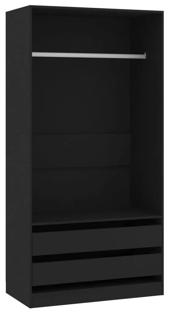 vidaXL Ντουλάπα Μαύρη 100 x 50 x 200 εκ. από Επεξ. Ξύλο