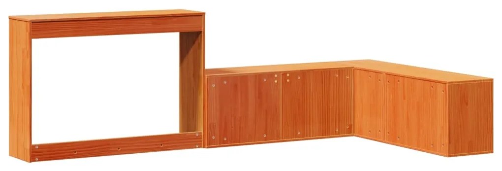 Κομοδίνο με Γραφείο Καφέ Κεριού 232x122x75 εκ Μασίφ Ξύλο Πεύκου - Καφέ