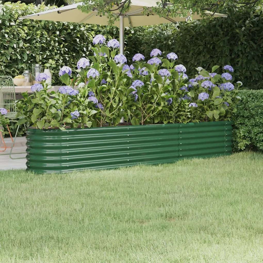 vidaXL Ζαρντινιέρα Πράσινη 224x40x36 εκ Ατσάλι με Ηλεκτρ. Βαφή Πούδρας