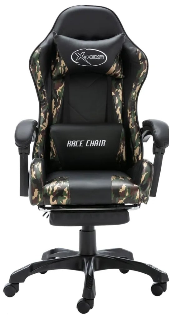 vidaXL Καρέκλα Racing με Υποπόδιο Μαύρο/Παραλλαγή από Συνθετικό Δέρμα