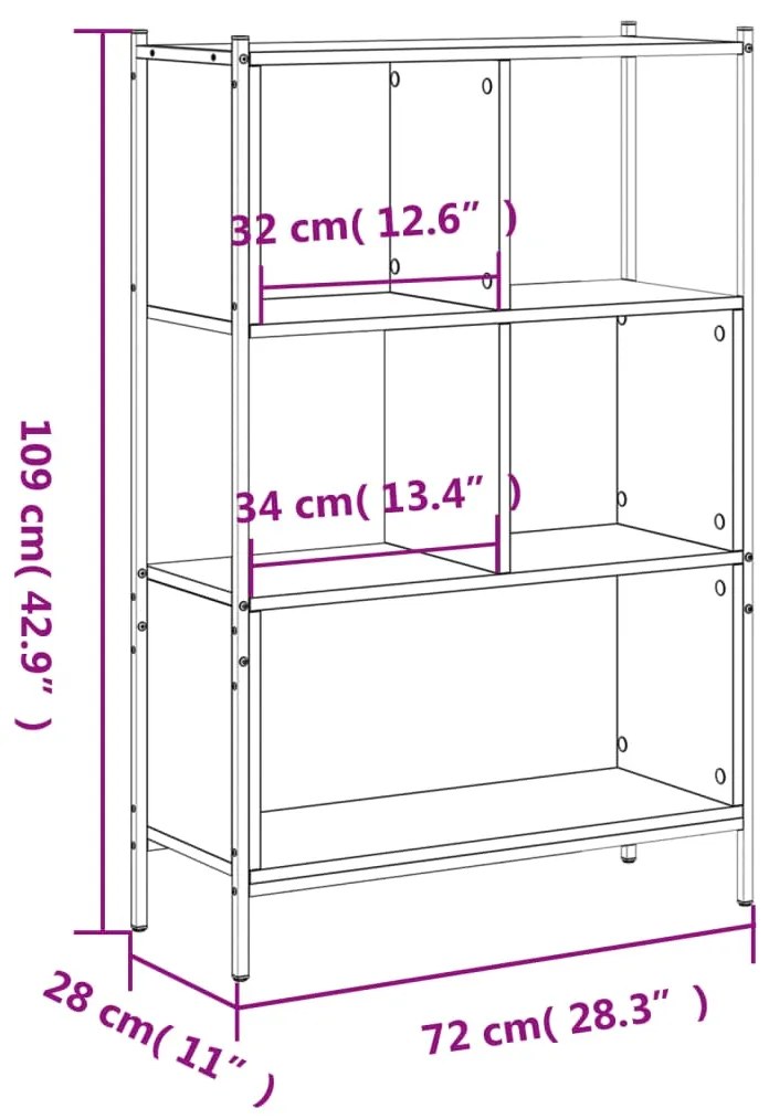 ΒΙΒΛΙΟΘΗΚΗ ΓΚΡΙ SONOMA 72X28X109 ΕΚ. ΑΠΟ ΕΠΕΞΕΡΓΑΣΜΕΝΟ ΞΥΛΟ 838886